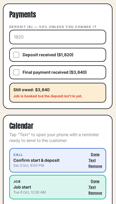 TRUAZ deposit tracker and 1-tap texts